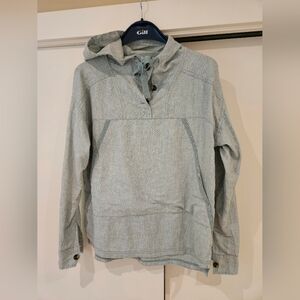 Columbia Hooded Cotton Pullover, Big Pockets. Light Heathered Teal, New